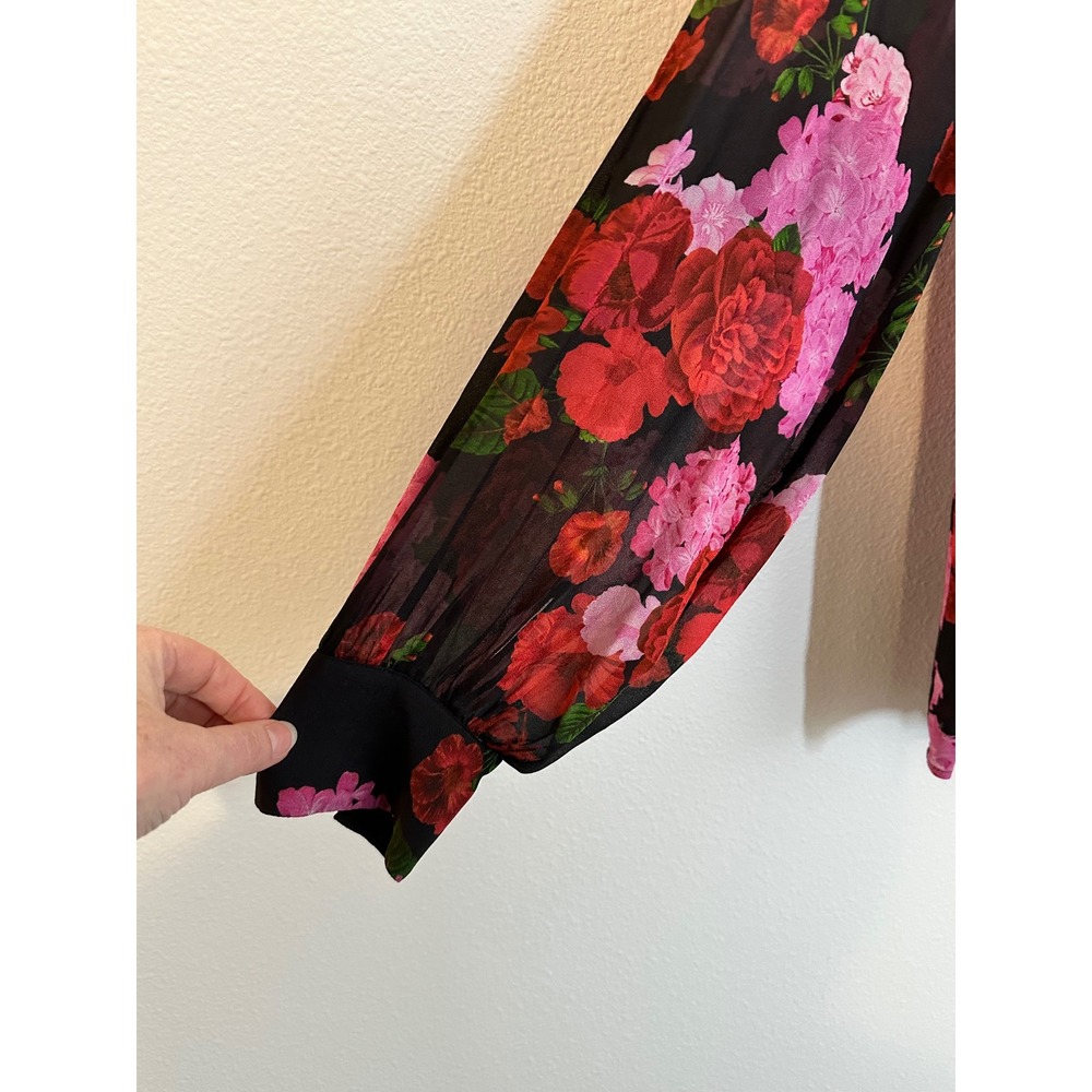 Generation Love Oslo Floral Georgette Shirt Blouse Size‎ XL Red Pink Sheer NEW - Picture 5 of 14